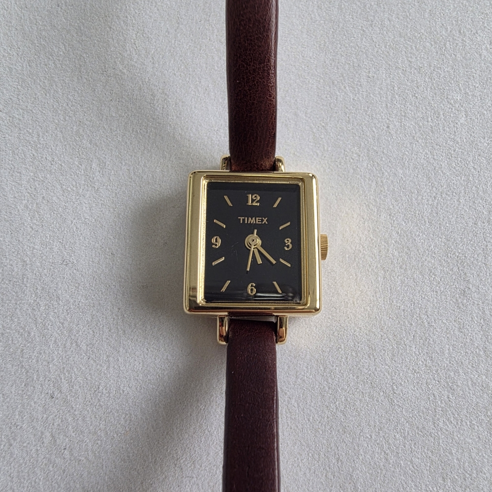 Timex Gold and Brown Leather Watch